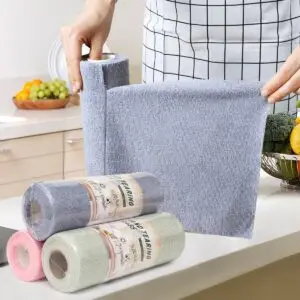 Multi-Purpose Absorbent Tear-Off Reusable Microfiber Towel Roll Rag Kitchen Microfiber Cleaning Cloth